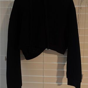 Black Cropped Hoodie and Pants Set